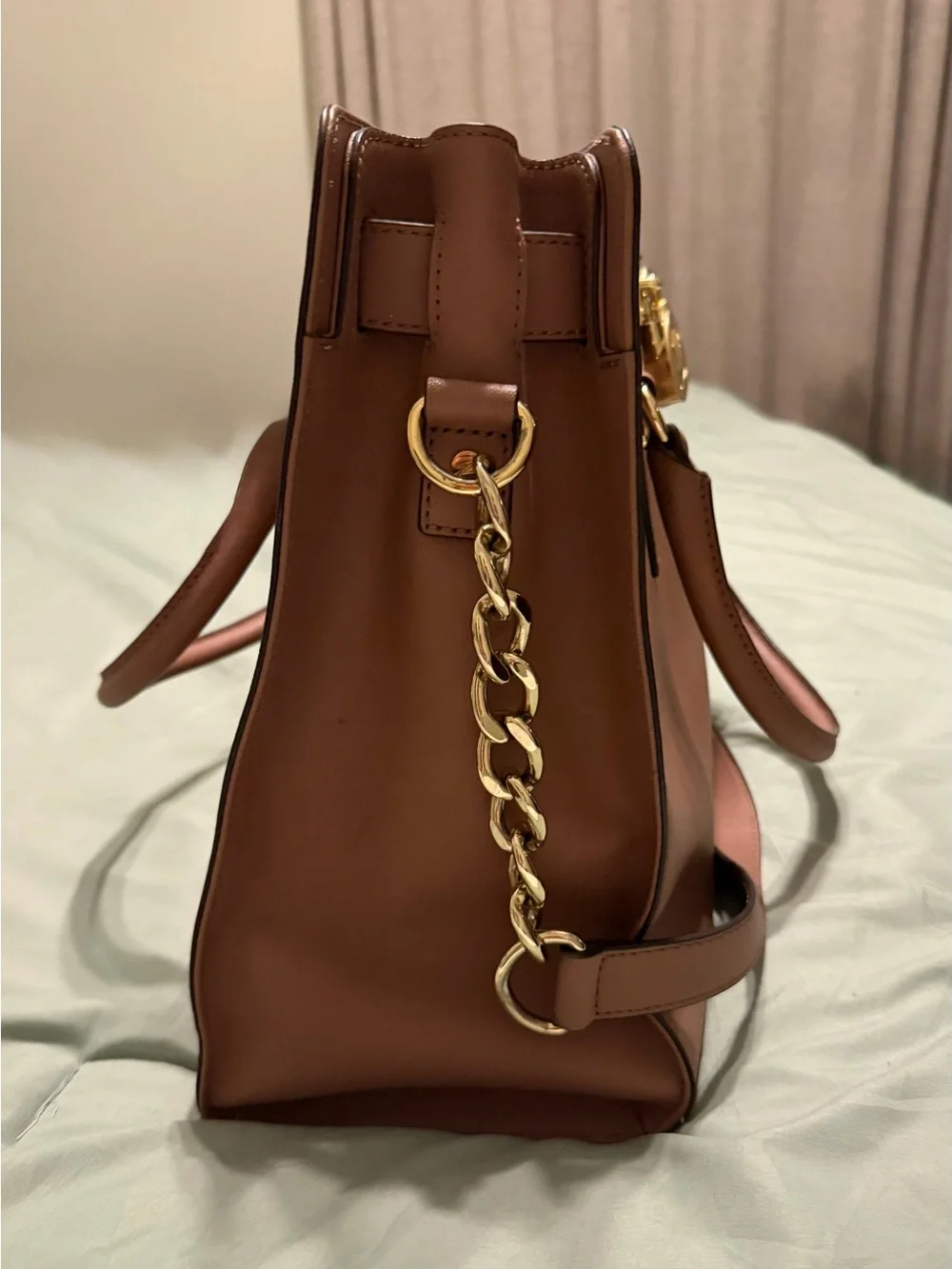 Michael Kors Chestnut Brown Large Saffiano Leather Tote with Gold Hardware